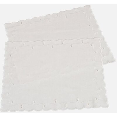 bonprix Tischset aus Bio Baumwolle mit Stickerei (2er Pack) - weiß - Size: 0 (LxB 50/30 cm) bonprix Tischset aus Bio Baumwolle mit Stickerei (2er Pack) - weiß - Size: 0 (LxB 50/30 cm)