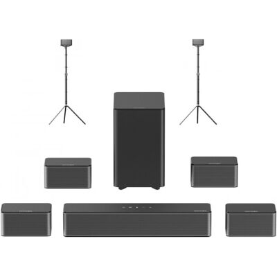 Ultimea Poseidon D70 7.1 Soundbar + 1 Paar * Steady 300 Lautsprecherständer, 10-Band-Equalizer, 121 voreingestellte EQ-Matrizen Ultimea Poseidon D70 7.1 Soundbar + 1 Paar * Steady 300 Lautsprecherständer, 10-Band-Equalizer, 121 voreingestellte EQ-Matrizen