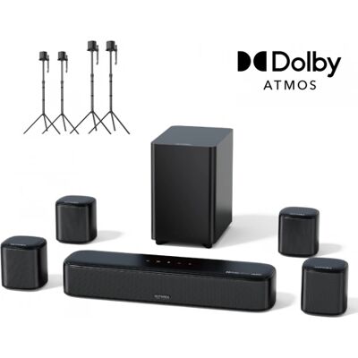 Ultimea Aura A60 7.1 Soundbar + 2 Paar * Stabile 310 Lautsprecherständer, Smart-App & Sprachsteuerung, BassMX-Technologie Ultimea Aura A60 7.1 Soundbar + 2 Paar * Stabile 310 Lautsprecherständer, Smart-App & Sprachsteuerung, BassMX-Technologie