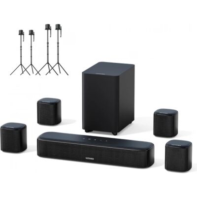 Ultimea Aura A40 7.1 Soundbar + 2 x Paar Steady 310 Lautsprecherständer, App-Steuerung, 10-Band-Equalizer Ultimea Aura A40 7.1 Soundbar + 2 x Paar Steady 310 Lautsprecherständer, App-Steuerung, 10-Band-Equalizer