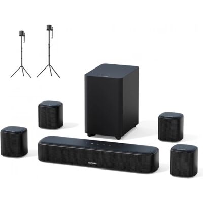 Ultimea Aura A40 7.1 Soundbar + 1 Paar Steady 310 Lautsprecherständer, App-Steuerung, 10-Band-Equalizer Ultimea Aura A40 7.1 Soundbar + 1 Paar Steady 310 Lautsprecherständer, App-Steuerung, 10-Band-Equalizer