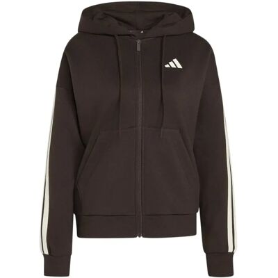 Kapuzen-Trainingsjacke mit Reißverschluss Damen adidas Essentials 3-Stripes - Marron - female - Size: XL Kapuzen-Trainingsjacke mit Reißverschluss Damen adidas Essentials 3-Stripes - Marron - female - Size: XL