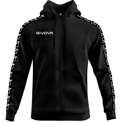 Sweatshirt mit Kapuze Streifen Full Zip Givova Noir S Sweatshirt mit Kapuze Streifen Full Zip Givova Noir S