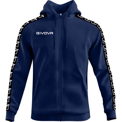 Sweatshirt mit Kapuze Streifen Full Zip Kind Givova Blau XS Sweatshirt mit Kapuze Streifen Full Zip Kind Givova Blau XS