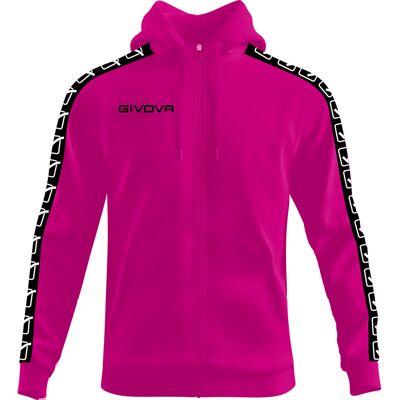 Sweatshirt mit Kapuze Streifen Full Zip Kind Givova Rosa XS Sweatshirt mit Kapuze Streifen Full Zip Kind Givova Rosa XS