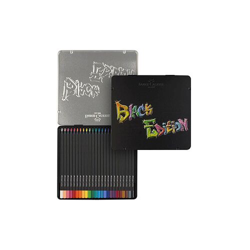FABER-CASTELL Black Edition Buntstifte farbsortiert, 24 St.