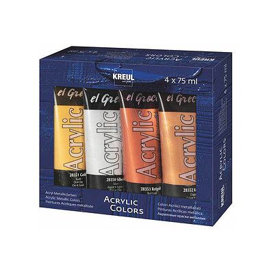 KREUL Metallic Colors Acrylfarben farbsortiert, 4 St. KREUL Metallic Colors Acrylfarben farbsortiert, 4 St.