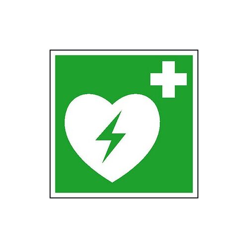 SafetyMarking® Rettungszeichen-Aufkleber "Automatisierter Externer Defibrillator (AED)" quadratisch 15,0 x 15,0 cm, 1 St.
