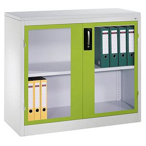 CP Stahlschrank 8831-055 S10191 lichtgrau, viridingrün, Acrylglas 120,0 x 50,0 x 100,0 cm, aufgebaut