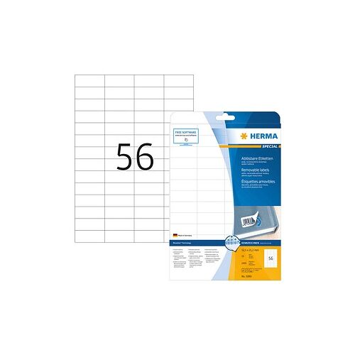 1.400 HERMA Etiketten 5080 weiß 52,5 x 21,2 mm