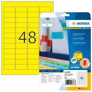 HERMA Etiketten 4366 gelb 45,7 x 21,2 mm, 20 Blatt HERMA Etiketten 4366 gelb 45,7 x 21,2 mm, 20 Blatt