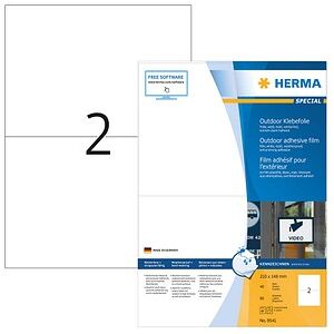 HERMA Folien-Kraftklebe-Etiketten 9541 weiß 210,0 x 148,0 mm, 40 Blatt HERMA Folien-Kraftklebe-Etiketten 9541 weiß 210,0 x 148,0 mm, 40 Blatt