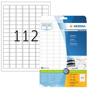 HERMA Etiketten 4334 weiß 25,4 x 16,9 mm, 25 Blatt HERMA Etiketten 4334 weiß 25,4 x 16,9 mm, 25 Blatt