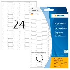 HERMA Ring-Etiketten 2510 weiß 10,0 x 49,0 mm, 25 Blatt HERMA Ring-Etiketten 2510 weiß 10,0 x 49,0 mm, 25 Blatt