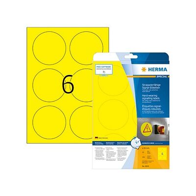 HERMA wetterfeste Folienetiketten 8035 gelb 85,0 x 85,0 mm, 25 Blatt HERMA wetterfeste Folienetiketten 8035 gelb 85,0 x 85,0 mm, 25 Blatt