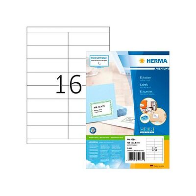 HERMA Etiketten 4264 weiß 105,0 x 33,8 mm, 100 Blatt HERMA Etiketten 4264 weiß 105,0 x 33,8 mm, 100 Blatt