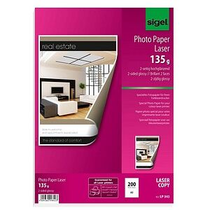 SIGEL Fotopapier LP343 DIN A3 hochglänzend 135 g/qm 200 Blatt