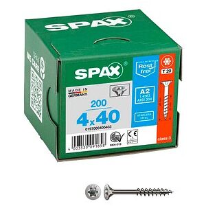 SPAX® Universalschrauben T20 Senkkopf Edelstahl A2 0197000400403 4 mm x 40 mm, 200 St. SPAX® Universalschrauben T20 Senkkopf Edelstahl A2 0197000400403 4 mm x 40 mm, 200 St.