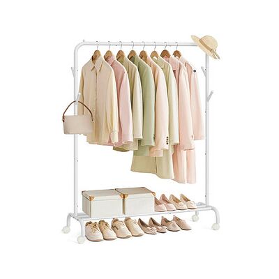 SONGMICS Rollgarderobe weiß Metall 4 Haken 103,5 x 155,0 cm, 1 St. SONGMICS Rollgarderobe weiß Metall 4 Haken 103,5 x 155,0 cm, 1 St.