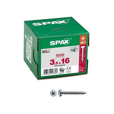SPAX® Universalschrauben T15 Halbrundkopf WIROX 0201010350165 3,5 mm x 16 mm, 1.000 St. SPAX® Universalschrauben T15 Halbrundkopf WIROX 0201010350165 3,5 mm x 16 mm, 1.000 St.