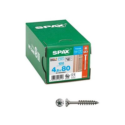 SPAX® Fassadenschrauben T20 Linsensenkkopf A2 25170004508021 4,5 mm x 80 mm, 100 St. SPAX® Fassadenschrauben T20 Linsensenkkopf A2 25170004508021 4,5 mm x 80 mm, 100 St.