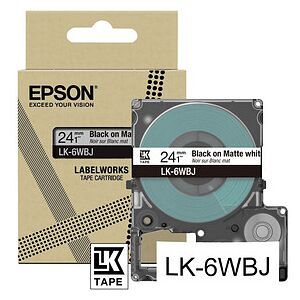 EPSON Schriftband LK LK-6WBJ C53S672064, 24 mm, schwarz auf weiß, 1 St. EPSON Schriftband LK LK-6WBJ C53S672064, 24 mm, schwarz auf weiß, 1 St.
