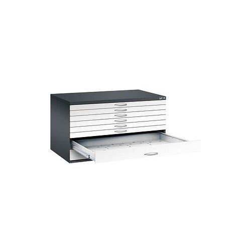 CP 7200 Planschrank schwarzgrau, verkehrsweiß 8 Schubladen 135,0 x 96,0 x 76,0 cm, 1 St.