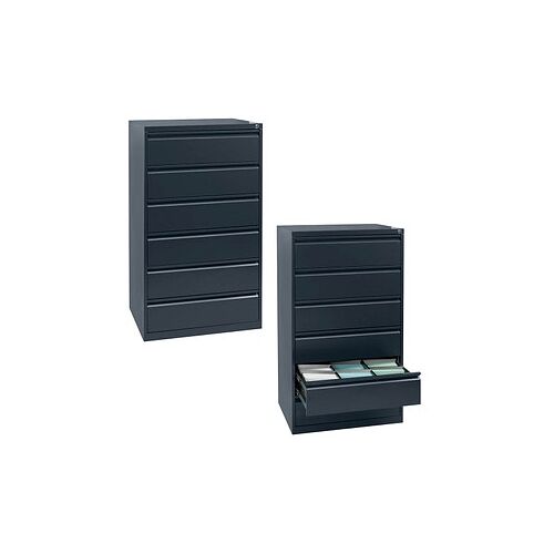 Gürkan Karteischrank anthrazit 6 Schubladen 76,0 x 62,0 x 132,0 cm, 1 St.