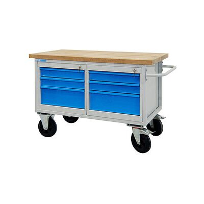 ADB Werkbank lichtgrau, lichtblau 6 Schubladen 130x60x82cm - Stabil & übersichtlich ADB Werkbank lichtgrau, lichtblau 6 Schubladen 130x60x82cm - Stabil & übersichtlich