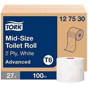 TORK Toilettenpapier Midi T6 Advanced 2-lagig Recyclingpapier, 27 Rollen TORK Toilettenpapier Midi T6 Advanced 2-lagig Recyclingpapier, 27 Rollen