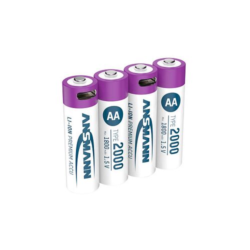 ANSMANN USB-Akkus mit Ladekabel 2000 Li-Ion Mignon AA 1.800 mAh, 4 St.