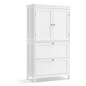 VASAGLE Weißer Badezimmer-Schrank mit 2 Schubladen und Türen - Badmöbel VASAGLE Weißer Badezimmer-Schrank mit 2 Schubladen und Türen - Badmöbel