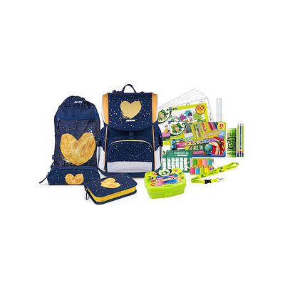 JOLLY Ergonomisches Flexi Schulranzen-Set - Blau/Gold JOLLY Ergonomisches Flexi Schulranzen-Set - Blau/Gold