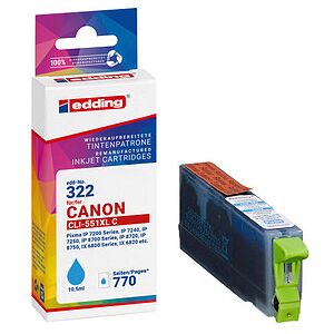 edding EDD-322 cyan Druckerpatrone kompatibel zu Canon CLI-551 XL edding EDD-322 cyan Druckerpatrone kompatibel zu Canon CLI-551 XL