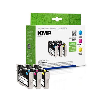 KMP E130V cyan, magenta, gelb Druckerpatronen kompatibel zu EPSON T1306XL, 3er-Set KMP E130V cyan, magenta, gelb Druckerpatronen kompatibel zu EPSON T1306XL, 3er-Set