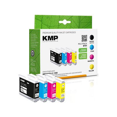 KMP B75V schwarz, cyan, magenta, gelb Druckerpatronen kompatibel zu brother LC1000VAL, 4er-Set KMP B75V schwarz, cyan, magenta, gelb Druckerpatronen kompatibel zu brother LC1000VAL, 4er-Set