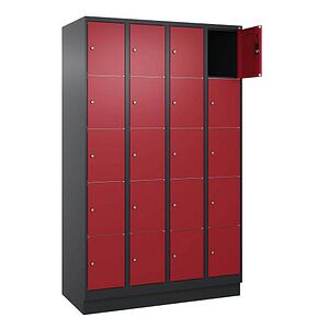 CP Schließfachschrank Classic PLUS rubinrot, schwarzgrau 080020-405 S10036, 20 Schließfächer 120,0 x 50,0 x 195,0 cm