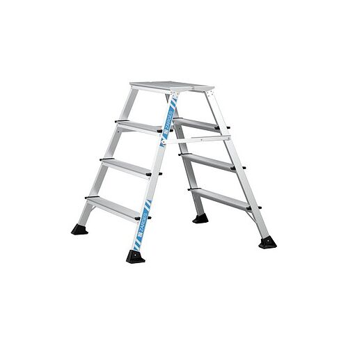 ZARGES Stehleiter beidseitig XLstep P breit silber 2x 4 Stufen, H: 99,0 cm