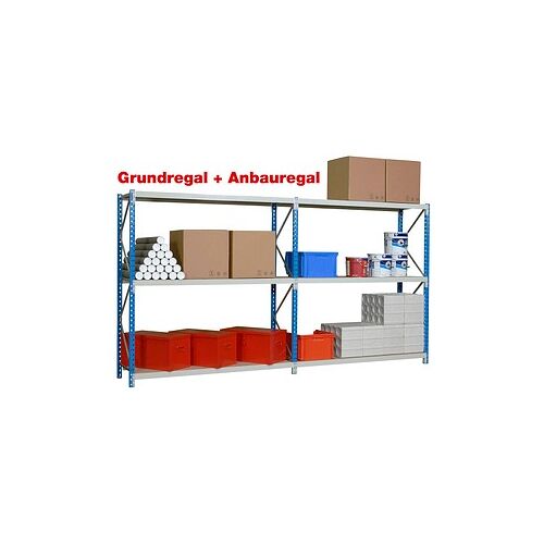 Manorga Anbau-Schwerlast-Weitspannregal EPSIVOL ZR2018603F4S himmelblau, braun 180,0 x 60,0 x 200,0 cm