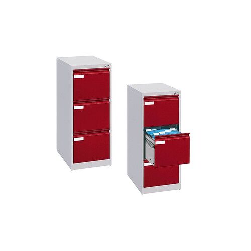 CP C 2000 Acurado Hängeregistraturschrank lichtgrau, rubinrot 3 Schubladen 43,3 x 59,0 x 104,5 cm, 1 St.