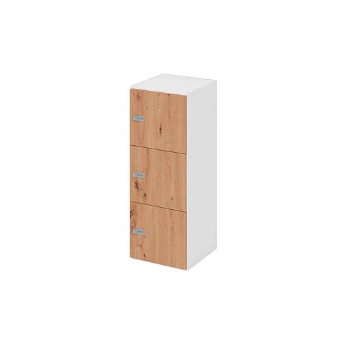 HAMMERBACHER Schließfachschrank weiß, asteiche V234L3/W/R/ZS, 3 Schließfächer 40,0 x 42,0 x 110,0 cm