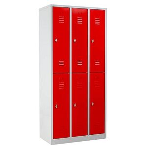 Gürkan Spind lichtgrau, feuerrot 106126, 6 Schließfächer 90,0 x 50,0 x 195,0 cm Gürkan Spind lichtgrau, feuerrot 106126, 6 Schließfächer 90,0 x 50,0 x 195,0 cm