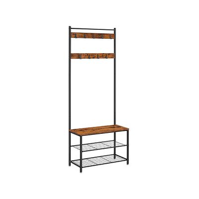 VASAGLE Garderobenbank mit Haken und Schuhrost HSR41BX braun, schwarz Metall 70,0 cm VASAGLE Garderobenbank mit Haken und Schuhrost HSR41BX braun, schwarz Metall 70,0 cm