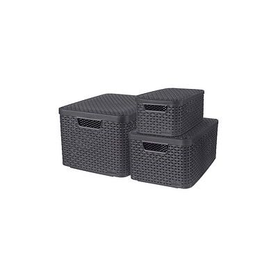 curver STYLE Aufbewahrungsboxen-Set anthrazit, 1 Set curver STYLE Aufbewahrungsboxen-Set anthrazit, 1 Set