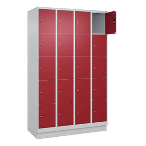 CP Schließfachschrank Classic PLUS lichtgrau, rubinrot 080020-405 S10001, 20 Schließfächer 120,0 x 50,0 x 195,0 cm