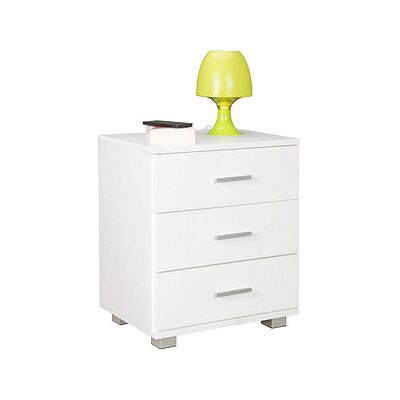 Wohnling Weiße Nachttisch LATINA - Modern mit 3 Schubladen Wohnling Weiße Nachttisch LATINA - Modern mit 3 Schubladen