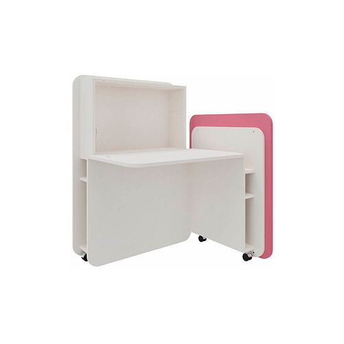 fm FLATup Sekretär diamantweiß/ rose rechteckig, weiß 107,0 x 41,5 - 91,0 cm