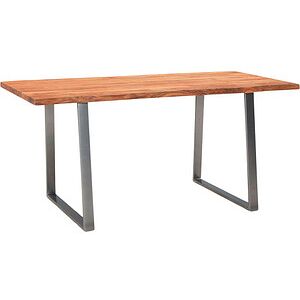 WOHNLING Schreibtisch akazie rechteckig, Trapez-Gestell silber 180,0 x 90,0 cm WOHNLING Schreibtisch akazie rechteckig, Trapez-Gestell silber 180,0 x 90,0 cm