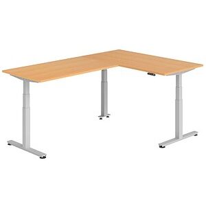 HAMMERBACHER XDSMW1616 elektrisch höhenverstellbarer Schreibtisch buche rechteckig, T-Fuß-Gestell silber 160,0 x 240,0 cm HAMMERBACHER XDSMW1616 elektrisch höhenverstellbarer Schreibtisch buche rechteckig, T-Fuß-Gestell silber 160,0 x 240,0 cm