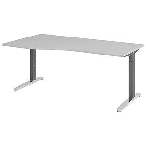 HAMMERBACHER VXB18 höhenverstellbarer Schreibtisch lichtgrau Trapezform, C-Fuß-Gestell grau 180,0 x 80,0/100,0 cm HAMMERBACHER VXB18 höhenverstellbarer Schreibtisch lichtgrau Trapezform, C-Fuß-Gestell grau 180,0 x 80,0/100,0 cm